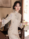 Hellviolettes florales Cheongsam schlanke Passform elegantes chinesisches Stil Kleid