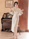 Hellviolettes florales Cheongsam schlanke Passform elegantes chinesisches Stil Kleid