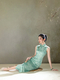 A Pool of Spring Long Green Sleeveless Qipao Chinese Style Dress