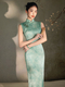 A Pool of Spring Long Green Sleeveless Qipao Chinese Style Dress