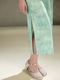 A Pool of Spring Long Green Sleeveless Qipao Chinese Style Dress