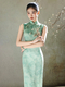 A Pool of Spring Long Green Sleeveless Qipao Chinese Style Dress