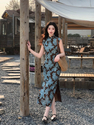Blue Old Dream Vintage Sleeveless Qipao Dress Chinese Style Summer