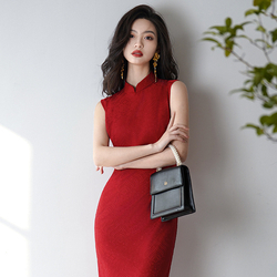 Golden Lace Dress-Red