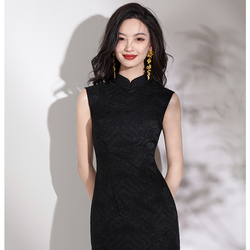 Golden Lace Dress-Black