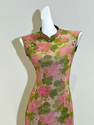 Muster rosa Hase chinesischer Stil Hasen-Druck ärmelloses Qipao Kleid