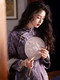 Gongluoxue-Violett langärmeliges chinesischer Stil Qipao Kleid Retro Violett