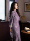 Gongluoxue-Violett langärmeliges chinesischer Stil Qipao Kleid Retro Violett