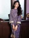 Gongluoxue-Violett langärmeliges chinesischer Stil Qipao Kleid Retro Violett