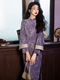 Gongluoxue-Violett langärmeliges chinesischer Stil Qipao Kleid Retro Violett