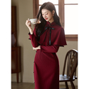 Vintage Qipao Shawl Set Elegant Autumn Cloak Dress