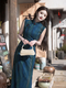 Blaues Windspiel blaues ärmelloses Qipao Retro Shanghai Stil Sommerkleid