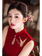 Sleeveless Red Embroidered Qipao Dress Chinese Style