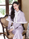 Warmes violettes fleecegefüttertes Qipao Cape Set Winter chinesischer Stil