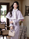Warmes violettes fleecegefüttertes Qipao Cape Set Winter chinesischer Stil
