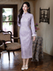 Warmes violettes fleecegefüttertes Qipao Cape Set Winter chinesischer Stil