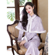 Warmes violettes fleecegefüttertes Qipao Cape Set Winter chinesischer Stil