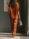 Caramel Retro Corduroy Shirt And Wide-Leg Pants Set In Caramel