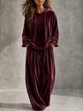 Velvet Two-Piece Set For Women Long Sleeve Casual Fall Winter