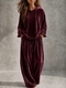 Velvet Two-Piece Set For Women Long Sleeve Casual Fall Winter