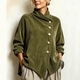 Vintage französischer hoher Kragen Cord Top Damen lockere Passform