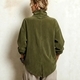 Vintage französischer hoher Kragen Cord Top Damen lockere Passform