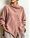 Vintage französischer hoher Kragen Cord Top Damen lockere Passform