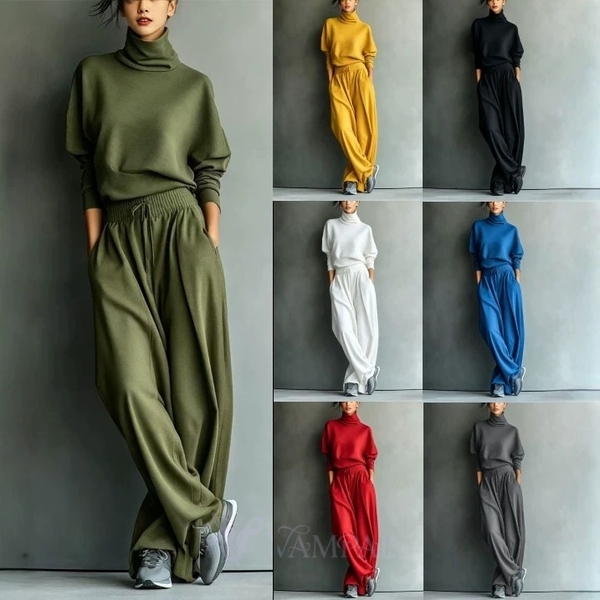 Women's Turtleneck Hoodie And Drawstring Pants Set