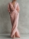 Solid Color V-Neck Long Dress With Belt Vacation Style