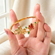 Gold-Plated Butterfly Flower Enamel Open Adjustable Bracelet
