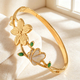 Gold-Plated Butterfly Flower Enamel Open Adjustable Bracelet