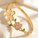 Gold-Plated Butterfly Flower Enamel Open Adjustable Bracelet