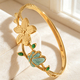 Gold-Plated Butterfly Flower Enamel Open Adjustable Bracelet
