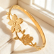 Gold-Plated Butterfly Flower Enamel Open Adjustable Bracelet