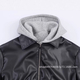 As shown Spliced Leather-Effect Jacket Coat