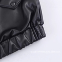 As shown Spliced Leather-Effect Jacket Coat