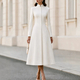 French Stand Collar Single-Breasted Trench Coat Dress