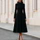 French Stand Collar Single-Breasted Trench Coat Dress