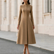 French Stand Collar Single-Breasted Trench Coat Dress
