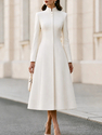 French Stand Collar Single-Breasted Trench Coat Dress