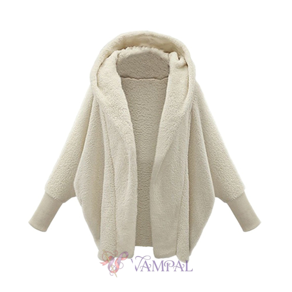 Women's Solid Color Long Sleeve Hooded Fleece Coat