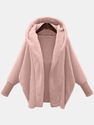 Women's Solid Color Long Sleeve Hooded Fleece Coat