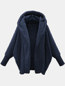Women's Solid Color Long Sleeve Hooded Fleece Coat