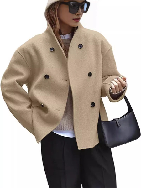 Three-Row Button Short Wool Coat Jacket