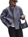 Three-Row Button Short Wool Coat Jacket