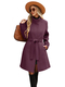 Retro Solid Color Button Stand Collar Wool Coat