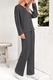 Ribbed Knit V-Neck Two-Piece Set With Straight-Leg Pants
