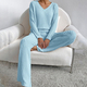 Ribbed Knit V-Neck Two-Piece Set With Straight-Leg Pants