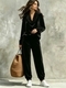 Women's Casual Cowl Neck Long Sleeve Top And Jogger Pants Set