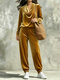 Women's Casual Cowl Neck Long Sleeve Top And Jogger Pants Set